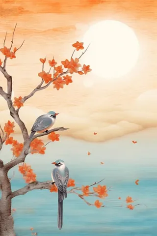 秋季落叶简约清新淡雅背景