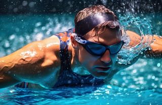 游泳池游泳男生背景