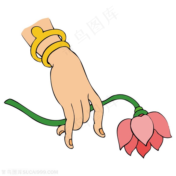 佛手png矢量垂手拿着莲花图片