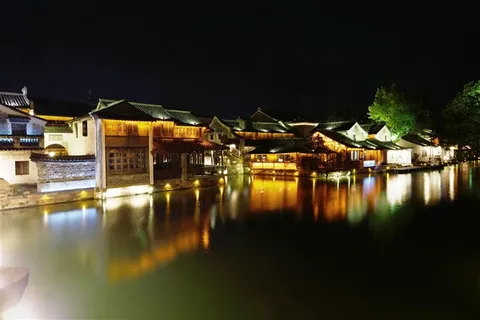 美丽的浙江乌镇夜景高清素材