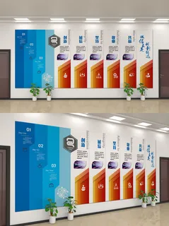 企业公司商业文化墙装修展板口号标语历史进程