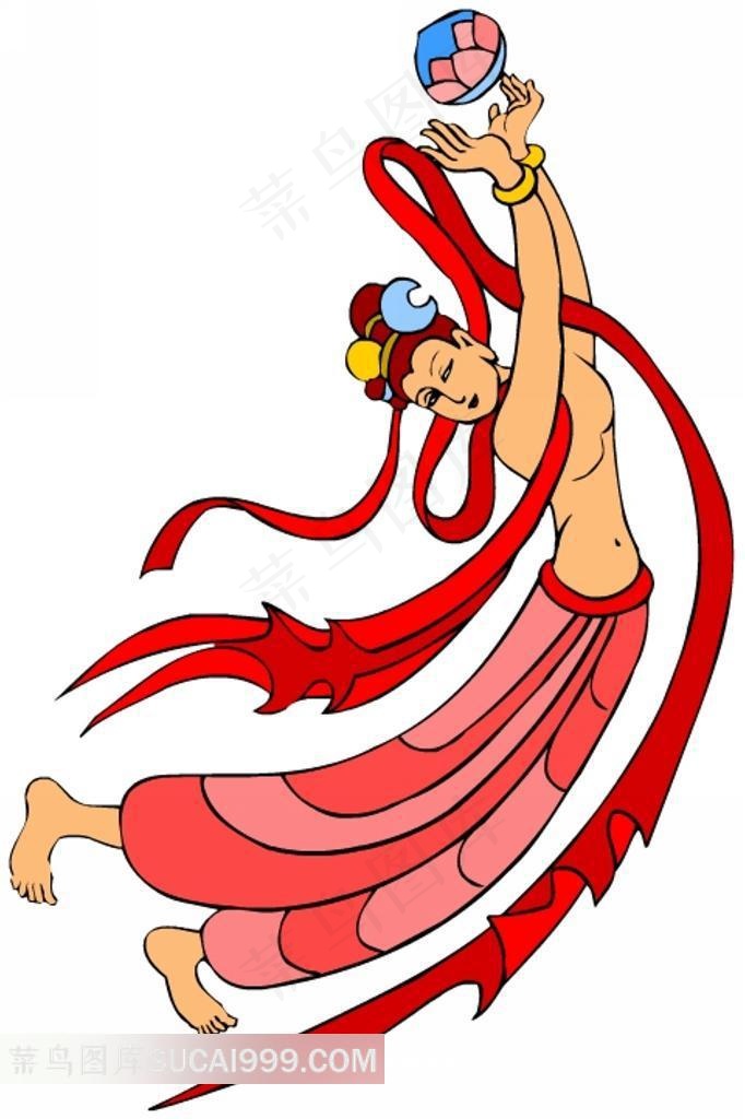 拿莲花的飞天壁画素材