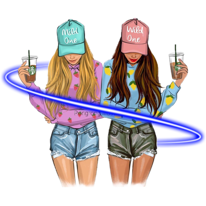 姐妹闺蜜卡通
