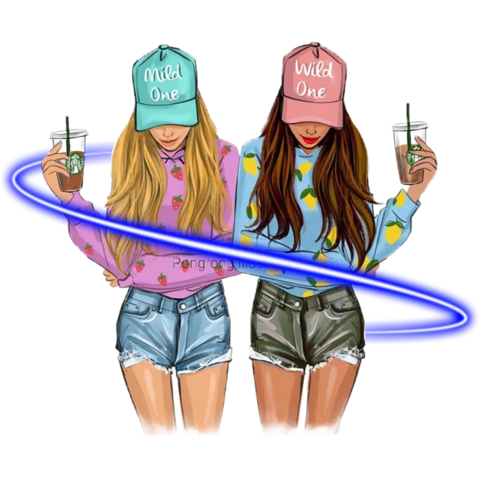 姐妹闺蜜卡通