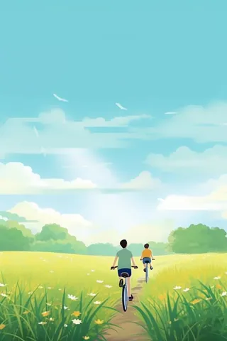 清新绿色户外自行车旅游玩耍背景