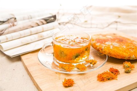 金盏菊茶饼茶水摄影