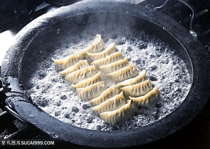 煎锅煎饺高清素材