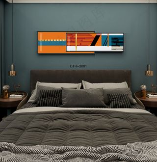 轻奢晶瓷沙发背景墙卧室酒店挂画壁画样板模型房间床头简约抽象风几何沙发