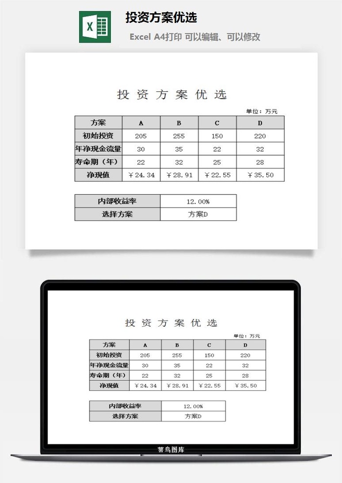 投资方案优选excel模板