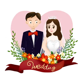 婚纱卡通人物婚礼白纱结婚婚纱摄影手绘