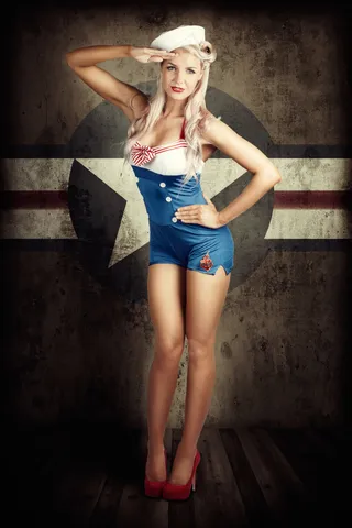 海军装美女图片