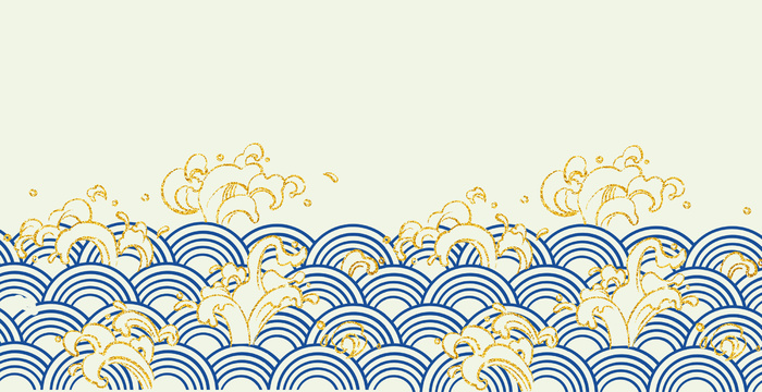 中国风鎏金浪花波浪矢量psd模版下载