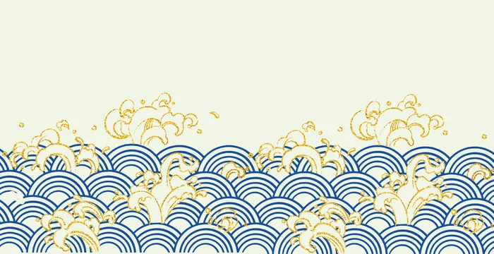 中国风鎏金浪花波浪矢量psd模版下载