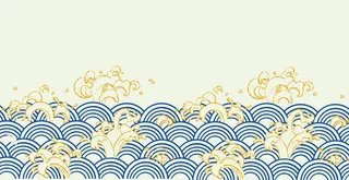 中国风鎏金浪花波浪矢量