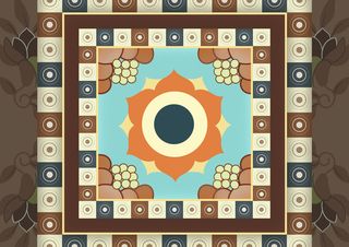 复古中式国潮风敦煌花纹装饰图案花卉藻井肌理圆形边框素材