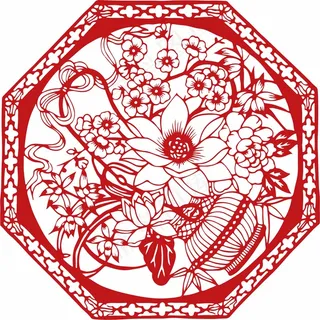 荷花剪纸 剪纸风元素