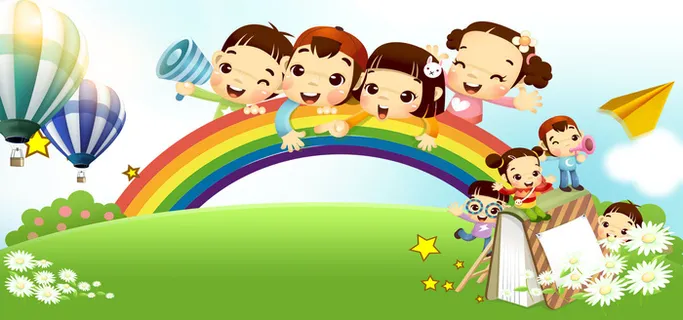 卡通儿童绿色背景