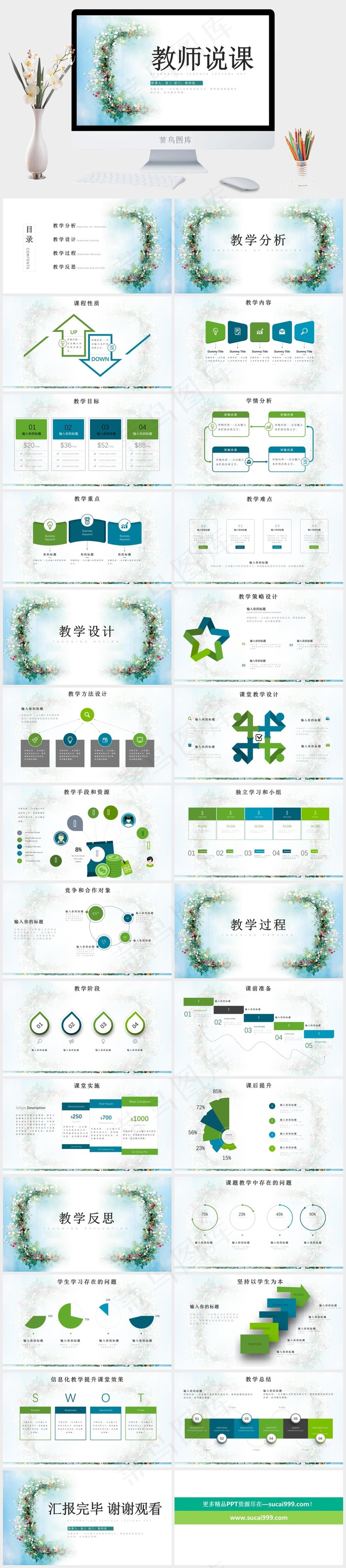 教学设计信息化教学教师说课PPT模板