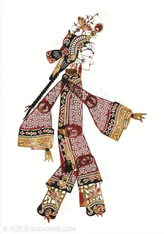 喜庆红色喜服皮影戏中国风图片