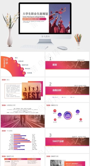 大学生职业规划PPT模板预览图