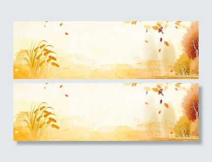 秋季落叶绘画风景PSD素材