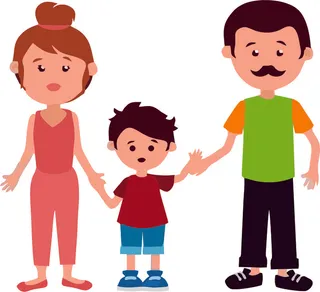 三口亲情卡通