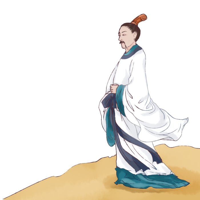 端午节中国历史人物屈原手绘插画