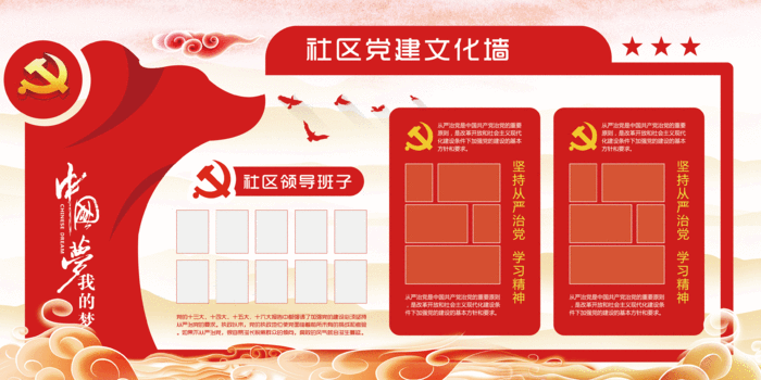 社区党建文化墙psd模版下载