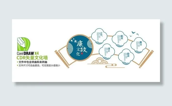 廉政文化墙设计cdr矢量模版下载