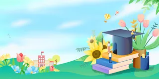 教师节绿色卡通插画展板