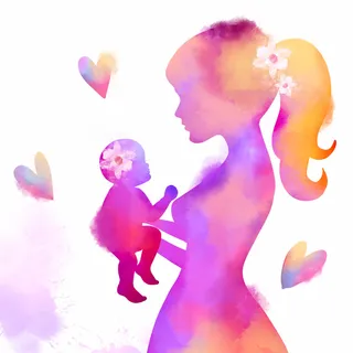 水彩粉色母亲节素材