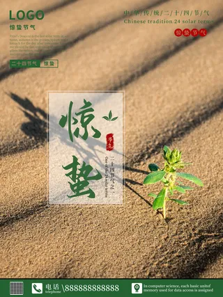 24二十四节气中国风创意惊蛰节日宣传海报模板PSD设计素材