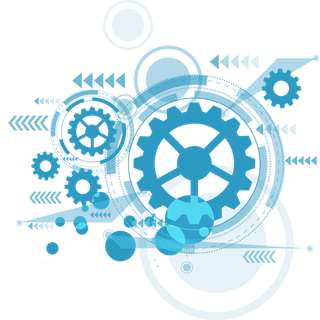 蓝色齿轮线条圆点科技kv主视觉