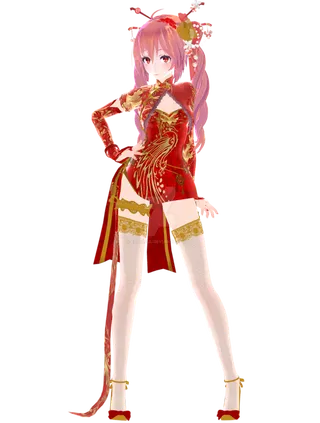 卡通人物女孩红色简笔