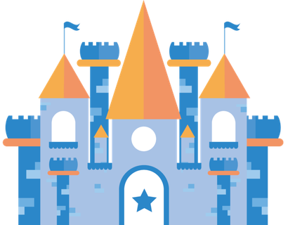 城堡矢量撞色卡通动画手绘儿童