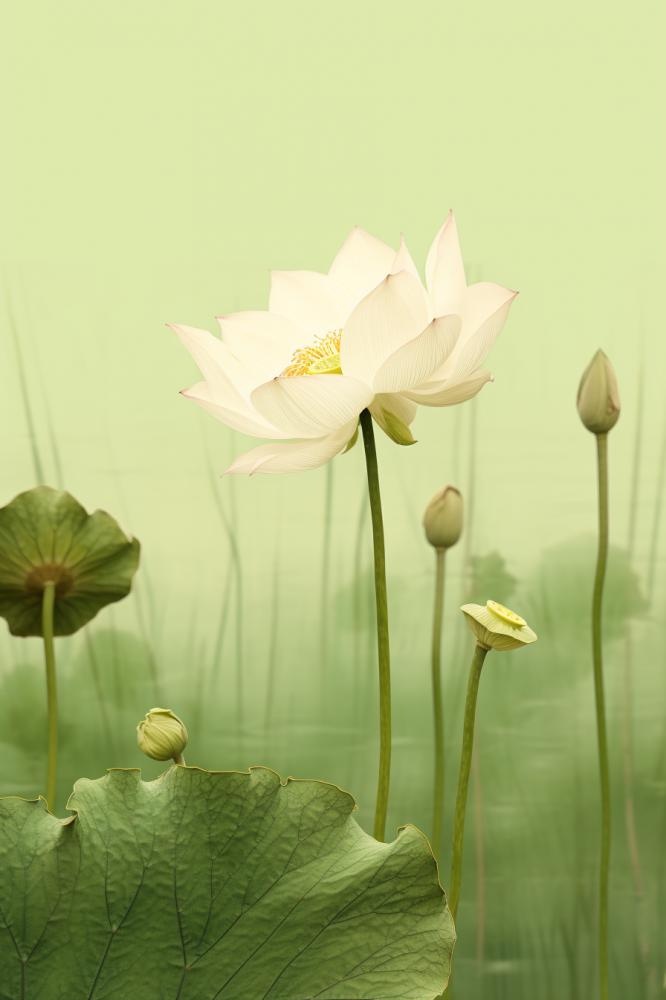 简洁淡雅荷花绿色清新背景