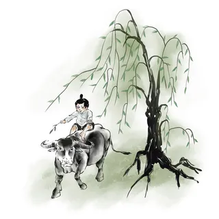 清明清明节卡通牧童放牛
