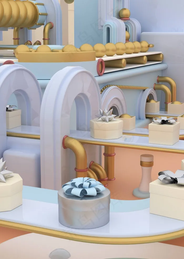 圣诞节3D建模礼品工厂