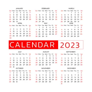 2023年日历白色背景