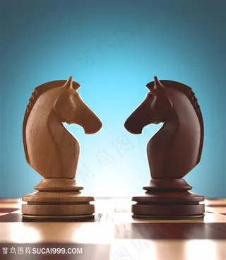 棋子与国际象棋博弈高清图片