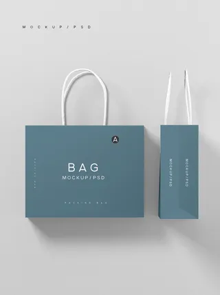 蓝色手提袋样机