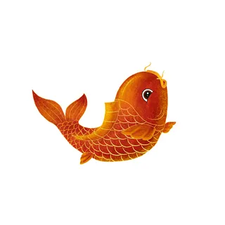 手绘烫金国潮中国风卡通锦鲤鱼金鱼插画装饰元素PSD设计素材