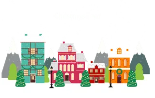 节日下雪房子树素材