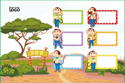 动物世界卡通不干胶标签贴纸