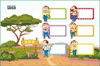 动物世界卡通不干胶标签贴纸