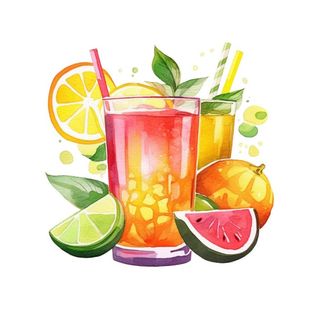 夏日冰水果饮料免抠