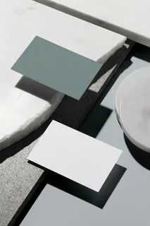 石块背景正反面高档轻奢名片样机