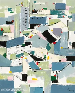 吴冠中手绘水墨房子村落美景 吴冠中手绘水墨房子村落美景