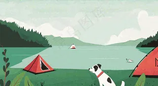 郊外旅行郊游草地露营玩耍，春天春游野营