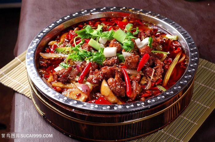 中华美食干锅干锅兔摄影图